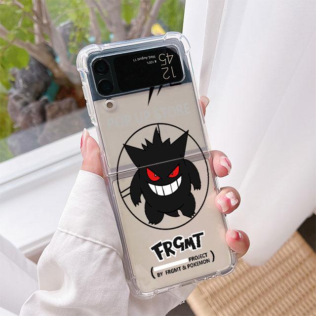 Роскошный чехол для Samsung Galaxy Z Flip 3 4 5G Funda Z Flip3, прозрачный ПК, жесткий противоударный чехол для телефона, чехол в виде ракушки, милый аниме-покемон