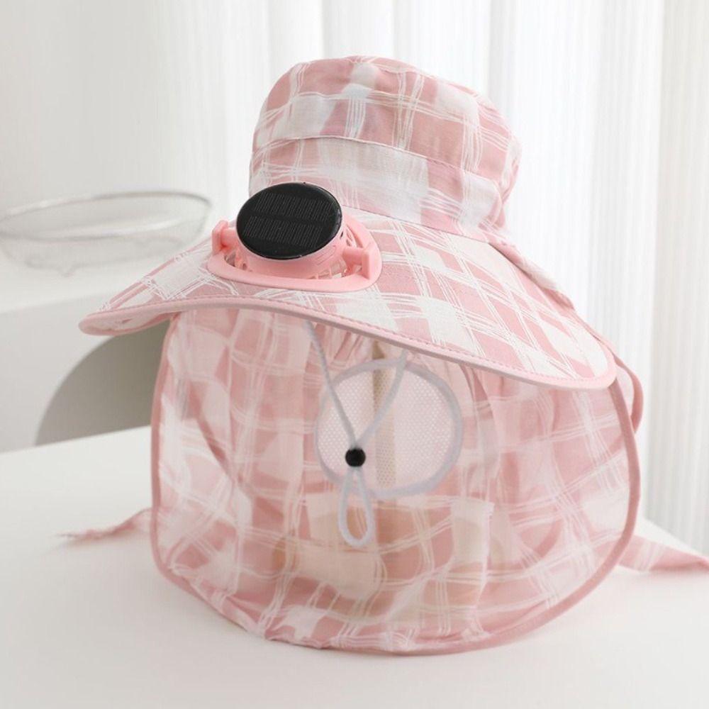 USB Charging Solar Fan Cap Anti-UV Cooling Fan Hat Women Sun Hat Fisherman Hat Summer Season