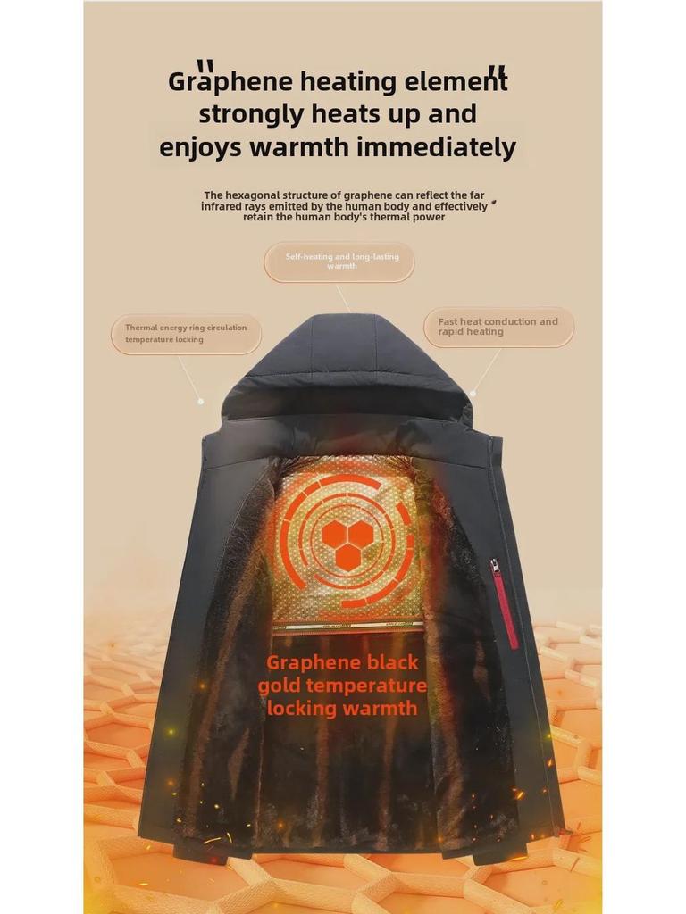 Men's Graphene Cotton Coat: Thick, Plus Velvet, Outdoor Winter Jacket for Dad.