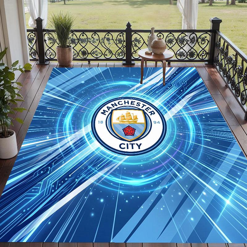 Soft Floor Carpet Manchester City Pattern Area Rug Decorative Mat For Home Room Decoration