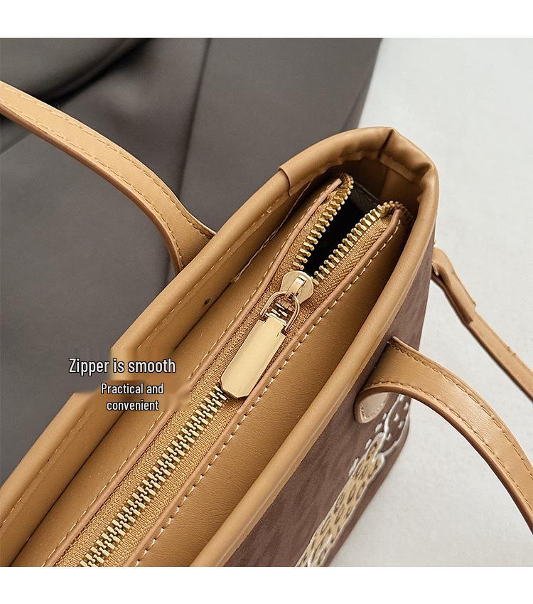 2025 Осень/Зима Ретро Леопардовый Принт Женская Универсальная Сумка-Ведро - Простая Повседневная Сумка Кроссбоди и На Плечо