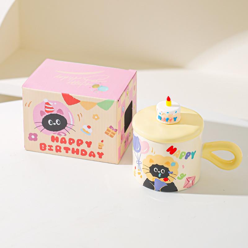 Милая мультяшная кошка керамическая кружка пара чашка для воды подарочная коробка высокой ценности сувенир подарок на день рождения чашка для завтрака