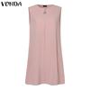 VONDA Летние женские короткие платья с круглым вырезом без рукавов