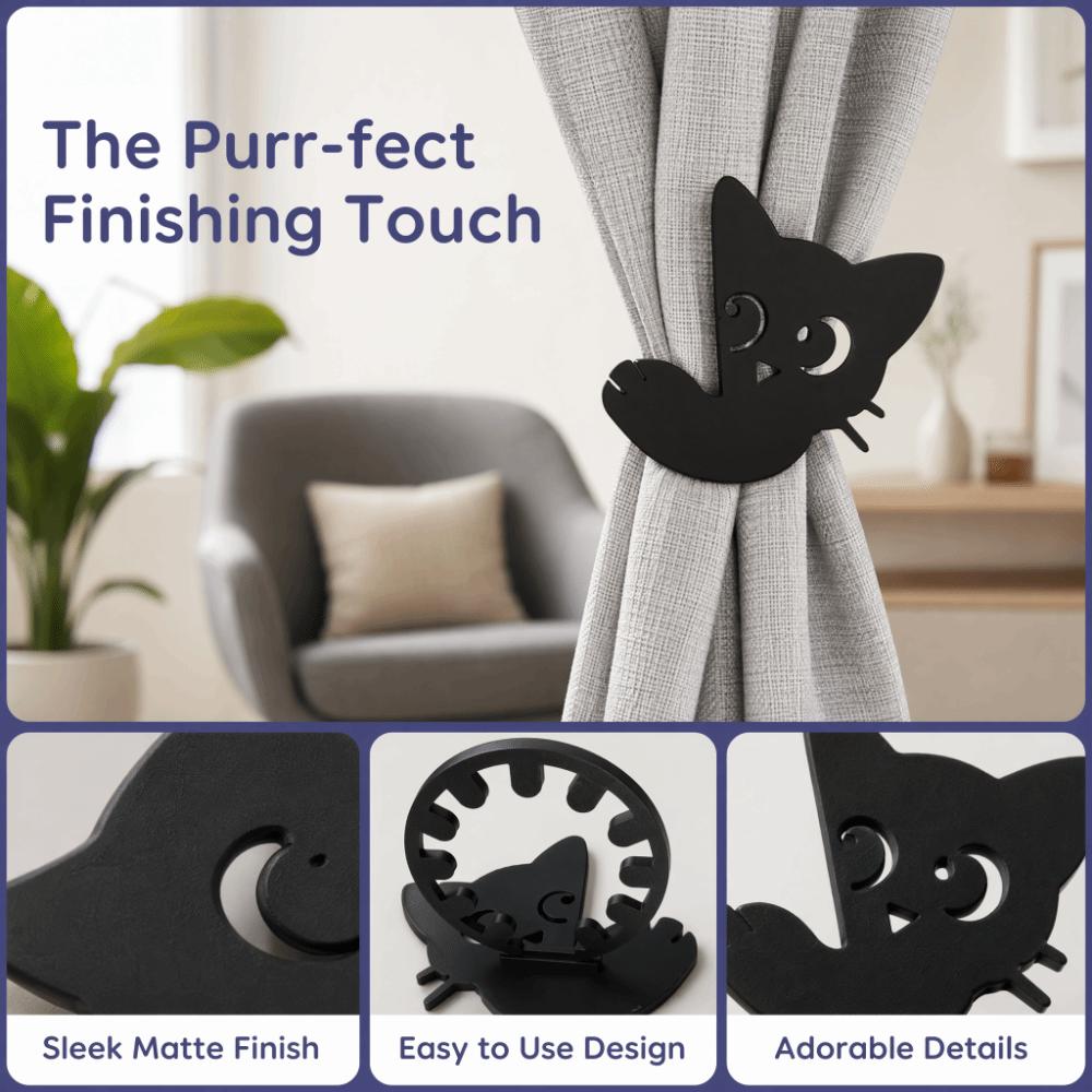 1 Pair Fashion Curtain Tieback Creative Curtain Buckle Ornament Black Cat Curtain Straps Decoration