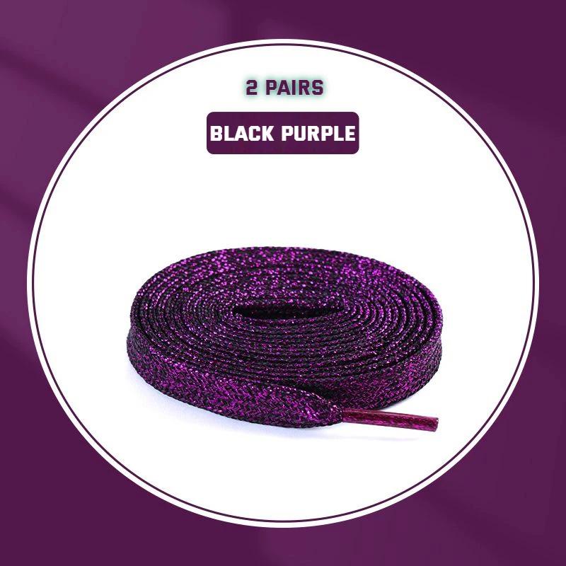 2 Pair Glitter White Shoelaces of Sneakers Colorful Shoelaces Metallic Shiny Gold Shoelace Silver Flat Shoe Laces Running Laces