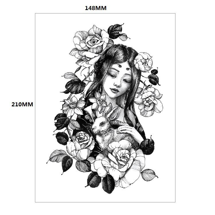 Традиционная красивая женщина персонаж слезы гейши цветная вода переводная цветочная рука анти-реальная татуировка наклейка татуировка