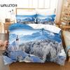 Комплект постельного белья Snow Scene Hut, комплект пододеяльников, комплект постельного белья с 3D-печатью, комплект постельного белья размера Queen, модный дизайн
