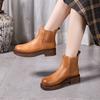 British Style Women Chelsea Boots Genuine Leather Heel Platform Comfortable Anti-slip Ankle Boots Winter Warm Women Short Boots