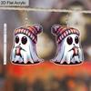 2D Flat Halloween Earrings Hooded Ghost Pattern Acrylic Dangle Earrings Halloween Theme Party Jewelry Gifts