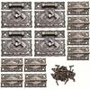 4 Sets Antique Bronze Engraved Hardware Kit - Intricate Hasp Latch, Vintage Hinge, Secure Lock for Wooden Cases & Jewelry Boxes