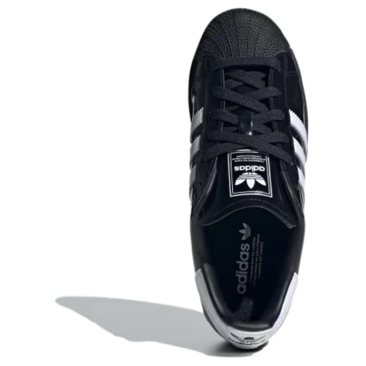 adidas Superstar 2 черные белые лакированные женские кроссовки Core-Black Cloud-White JH7756