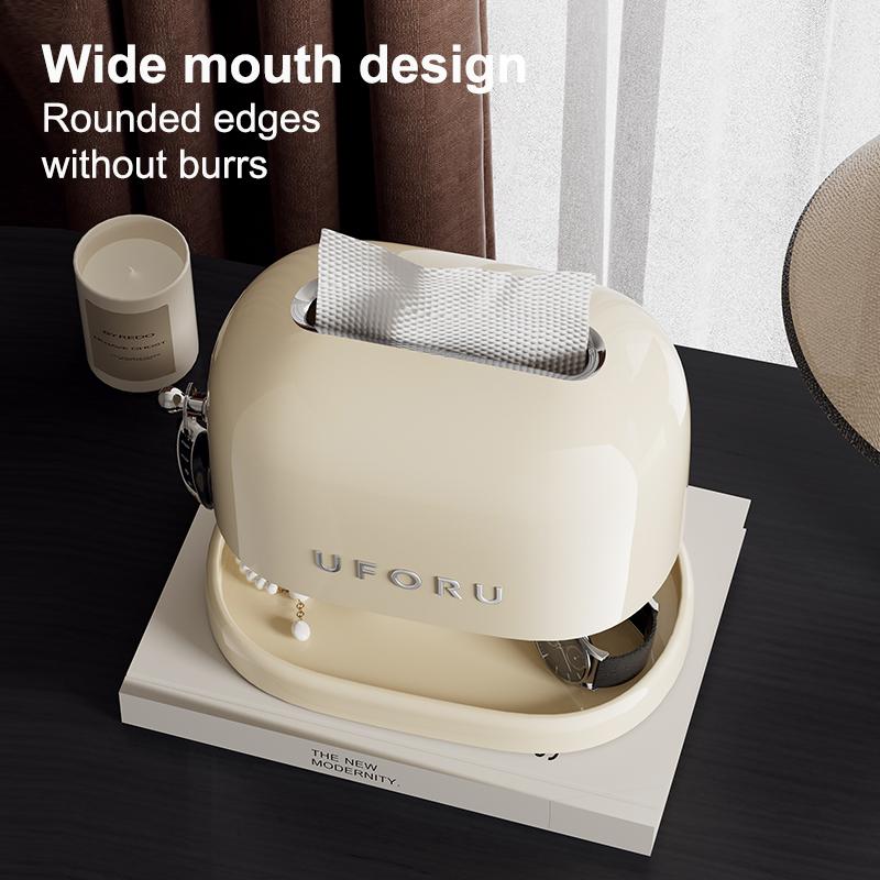 Cream Vintage Tissue Box Spring Supported Double Tissue Organiser Space Saving Tissue Box with Hooks Office Supplies