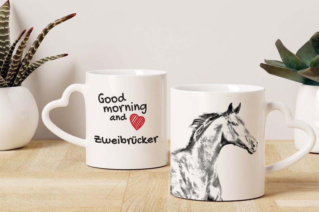Zweibrücker - cup with a horse, a cute cup with a heart-shaped handle, a universal gift from the Art-Dog brand