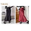 Women Fishtail Skirt High Waist Fishtail Hem Maxi Skirt Solid Color Retro Satin Texture Hip Wrapped Skirt