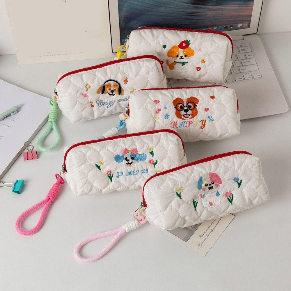 Embroidered Dog Dog Pen Bag Large Capacity Puppy Cosmetic Bag Cartoon Pencil Pouch Children