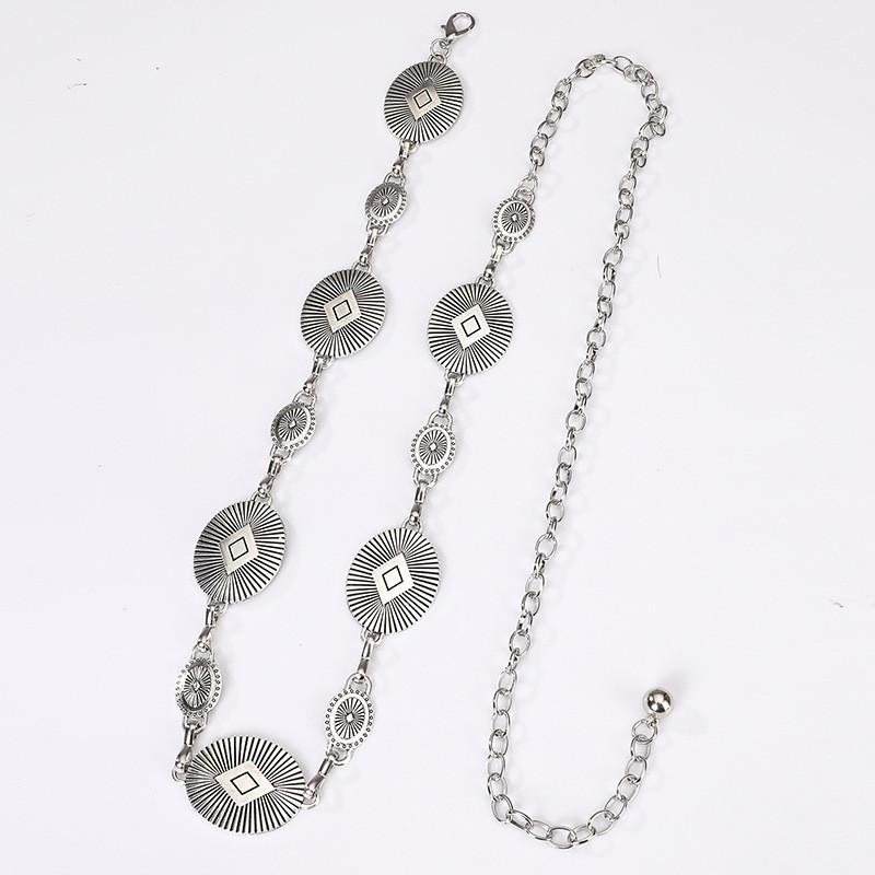 Womens Metal Waist Chain With Artistic Engraving For Multiseason Casual Wear
