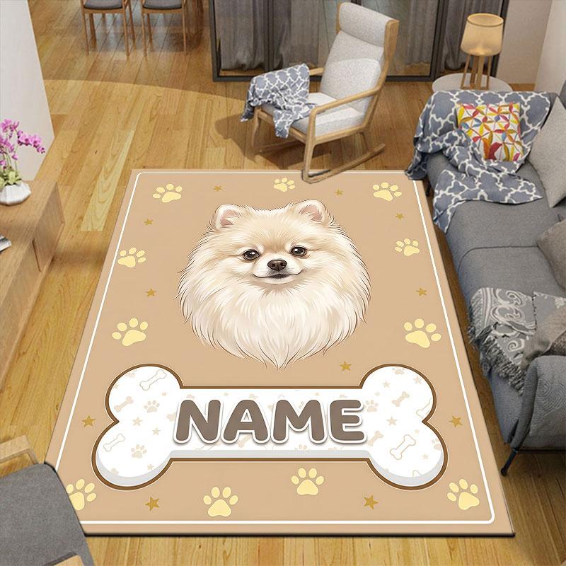 Custom Name,Cat Fish Label Portrait Home Sofa Decoration for Living Room & Bedroom, Non‑Slip Play Flannel Floor Mat for Game Room
