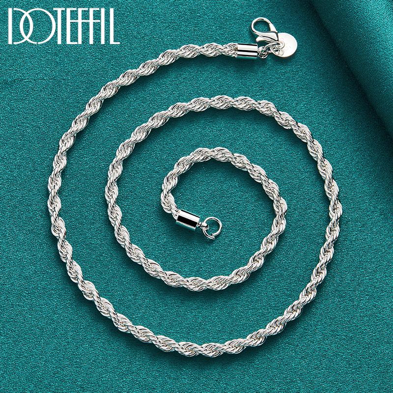 Silver 16-24 Inch 4mm Twist Necklace Fashion Jewelry