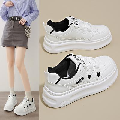 Весна 2025 новые маленькие белые туфли на толстой подошве женская модная студенческая обувь повседневные туфли на ремешке обувь для скейтборда женская обувь ZY-1825