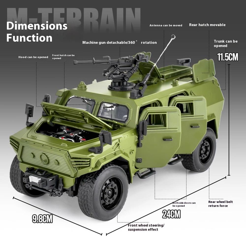 1:18 DongFeng Warrior Военная Бронированная Серия Внедорожник ORV Сплав Металл Литье под Давлением Модель Автомобиля Звук и Свет Коллекционные Предметы Подарок на День Рождения