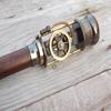 Handmade Walking Stick Brass Handle Retro Style Live Steam Engine Model Wooden Walking Cane Stick Brass Stave