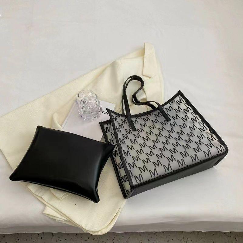 Прозрачная сумка большой вместимости, женская универсальная и стильная сумка через плечо, сумка-тоут, сумка-желе