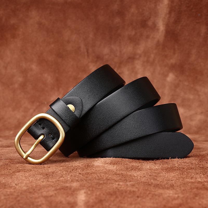Light Luxury Minimalist Versatile Brass Pin Buckle Ins Style Women'S Belt Fashion Trend Internet Celebrity Same Leather Belt Women