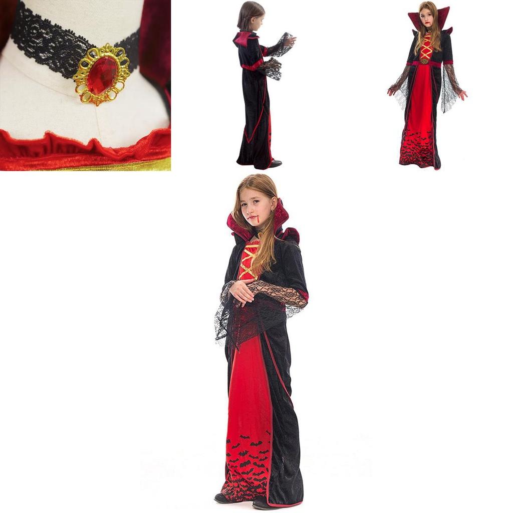 Girls Halloween Vampire Costume Spooky Cosplay Outfit For Dance