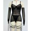 Toucheart Sexy Women Mesh Lingerie Set Backless Perspective Rope Design Women's Underwear With Gloves Thong Sex Suit Intimate Apparel