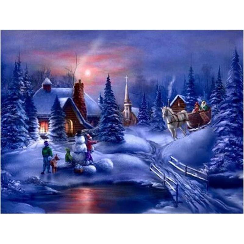 Winter Snow Landscape DIY 5D Diamond Painting Full Round Resin Diamond Embroidery Rhinestones Mosaic Cross Stitch Home Decor