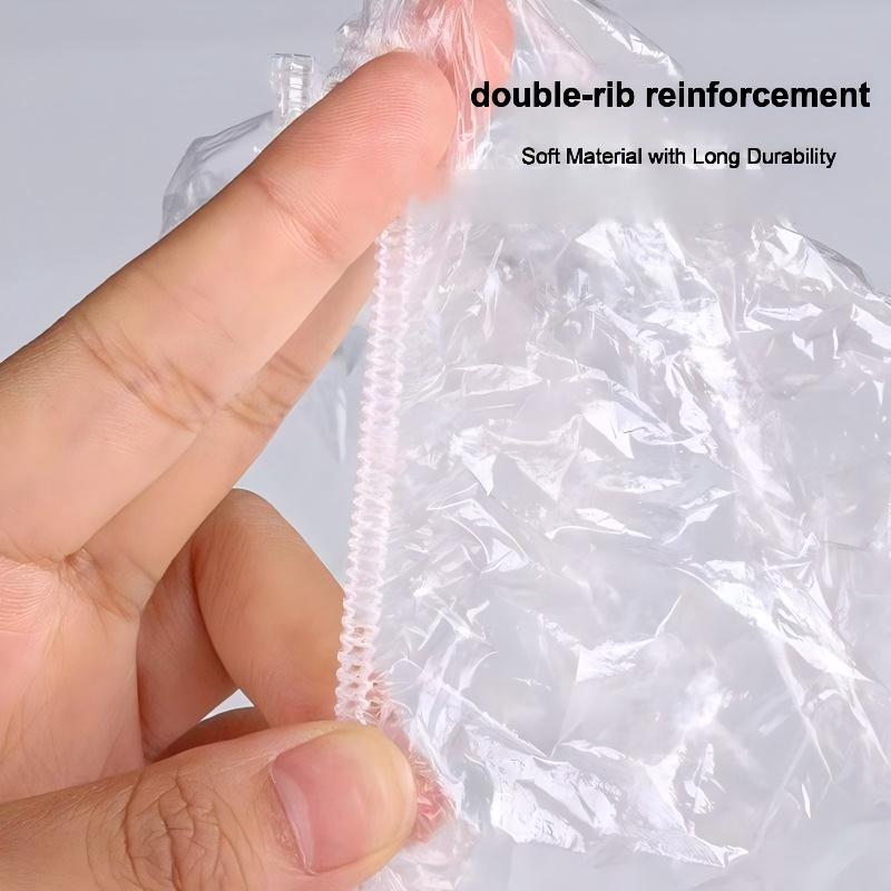 Disposable Plastic Shower Caps with Elastic Band Comfortable Fit Waterproof Suitable for Daily Bath