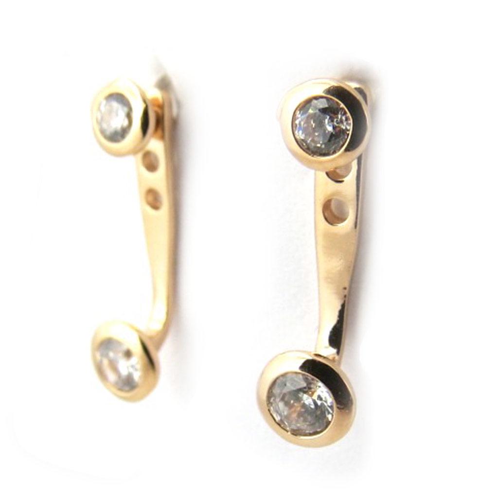 Les Trésors De Lily [M9957] - Gold Plated Earlobes 'Sissi' White Gold - 16x5 Mm