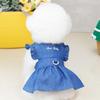Тонкое джинсовое платье синего цвета для маленьких собак, милая юбка принцессы для собак, одежда для щенков и девочек с поводком, летняя одежда для кошек