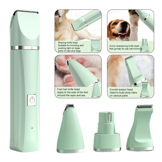 1 Set Cat Hair Trimmer Quiet Cordless Handheld Dog Shaver Clipper USB Charging 4-in-1 Electric Pet Grooming Kit with 4 Blade for Long Hair Pets