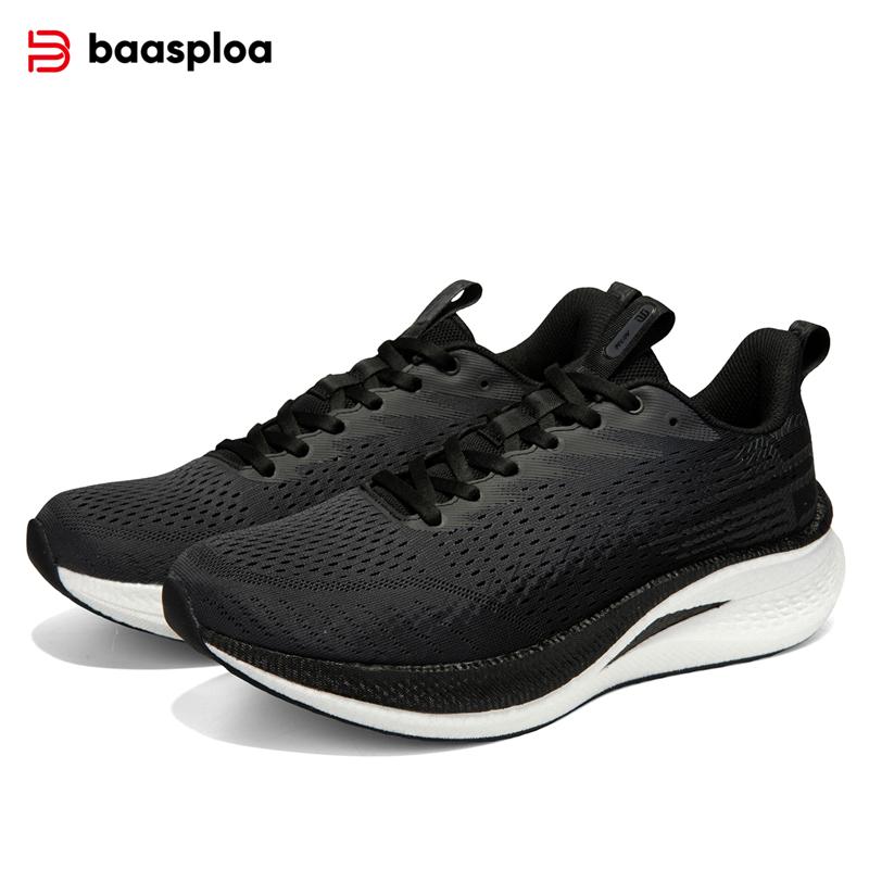 BAASPLOA Кроссовки мужские с карбоновой пластиной, ударопрочные, износостойкие, легкие, дышащие, сетчатые кроссовки для бега на открытом воздухе для мужчин