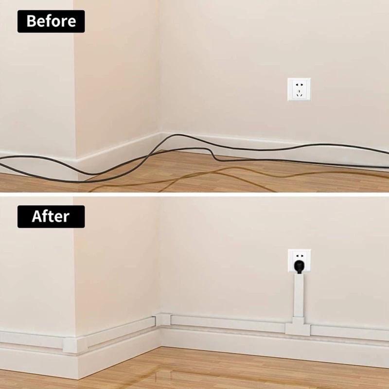 10Pcs 1 Set Wall Cord Cover Cable Concealer Complete Raceway Kit Wire Cables Hide Organizer
