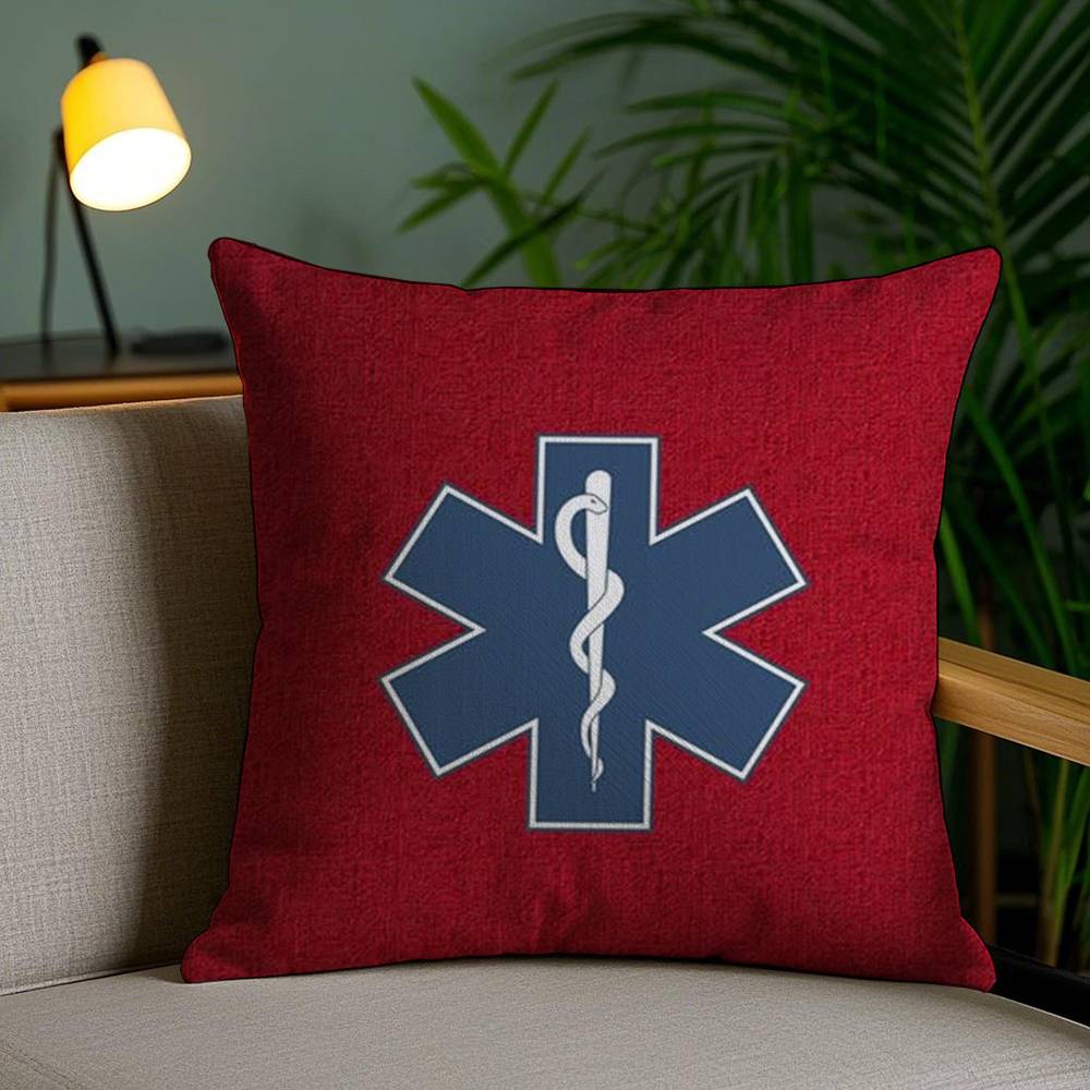 E-EMT EMS Ambulance Pillow Case Sofa Short Plush Double-sided HD Printing Room Home Office Gift Cushion Cover