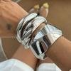 European & American Cold Style Geometric Alloy Bracelet Set with Smooth Round Twist and Spring Design