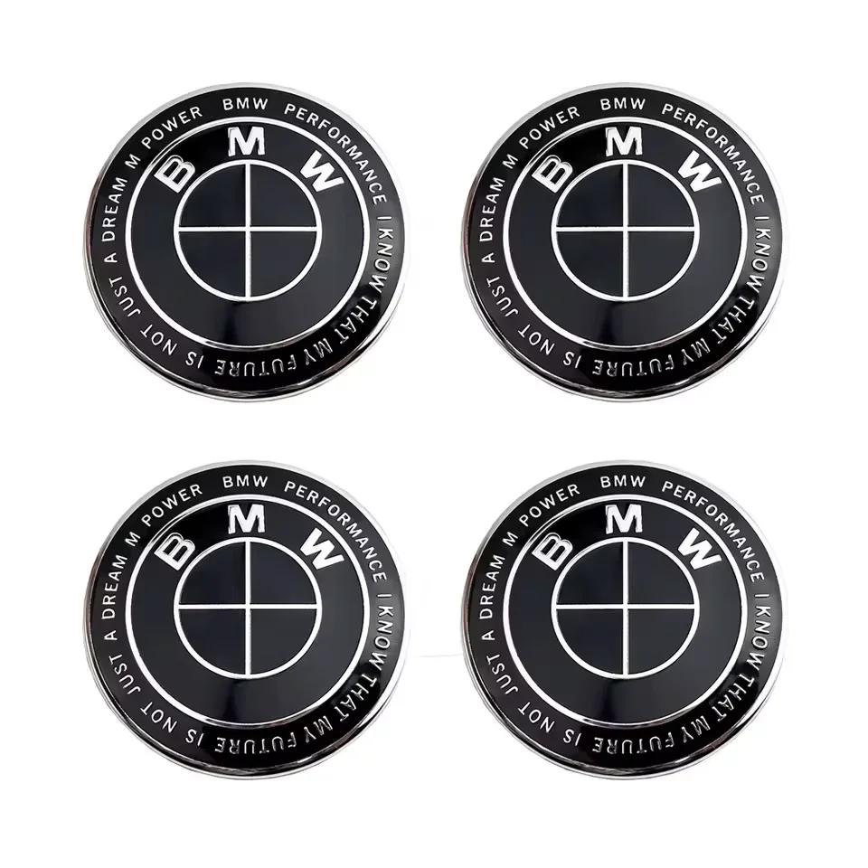 7Pc Front Hood Logo 82mm Rear Badge 74mm Hub Cap 56/68mm Steering Wheel Sticker 45mm For BMW E34 E36 E46 E61 F90 E91 F10 E92 F07