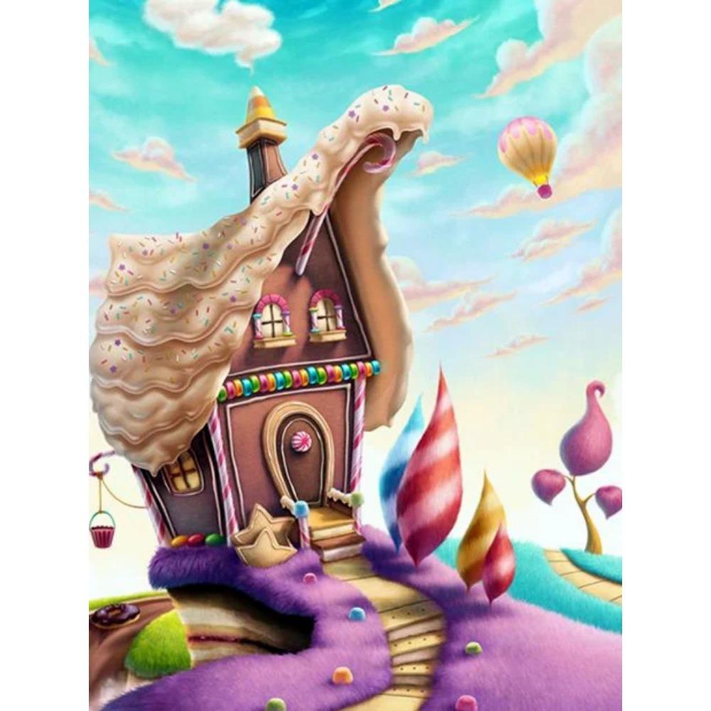 Алмазная картина, полная дрель, конфетный дом, круглая алмазная живопись, ручная работа, искусство, птица, сделай сам, алмазная мозаика, картина, украшение дома