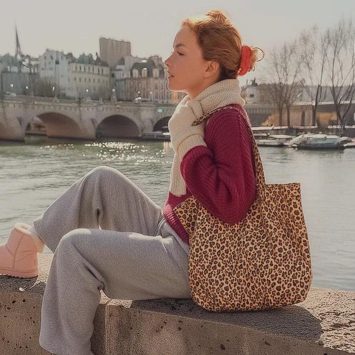 [Influencer PICK][10th Reorder] Levre Leopard Smoothy Easy Shoulder Bag Beige