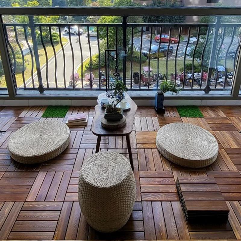 Interlocking Deck Tiles 3x Wooden Interlocking Deck Planks Outdoor Weather Resistant Floor Covering Indoor Decor For Pool
