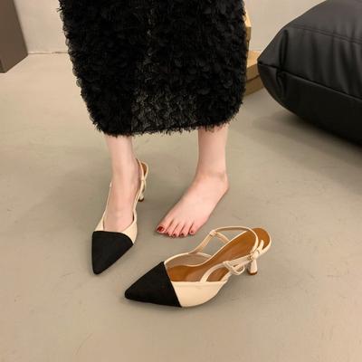 Новый стиль шлепанцев и сандалий, одинарная обувь на тонком каблуке и туфли на высоком каблуке с одной лямкой