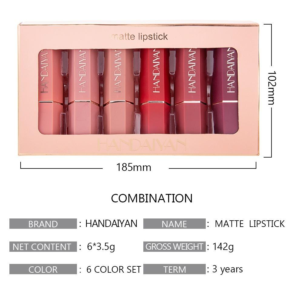 HANDAIYAN 6 Matte Fog Noodle Lipstick Red Lipstick Set