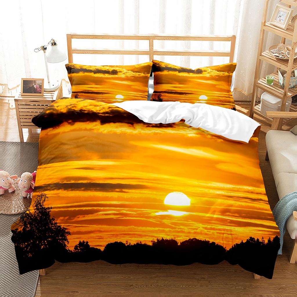 Sun Pattern Duvet Cover Set Double Single Full Size Bohemian Style Bedding Set for Teens Adults Bedroom Decor with Pillowcase