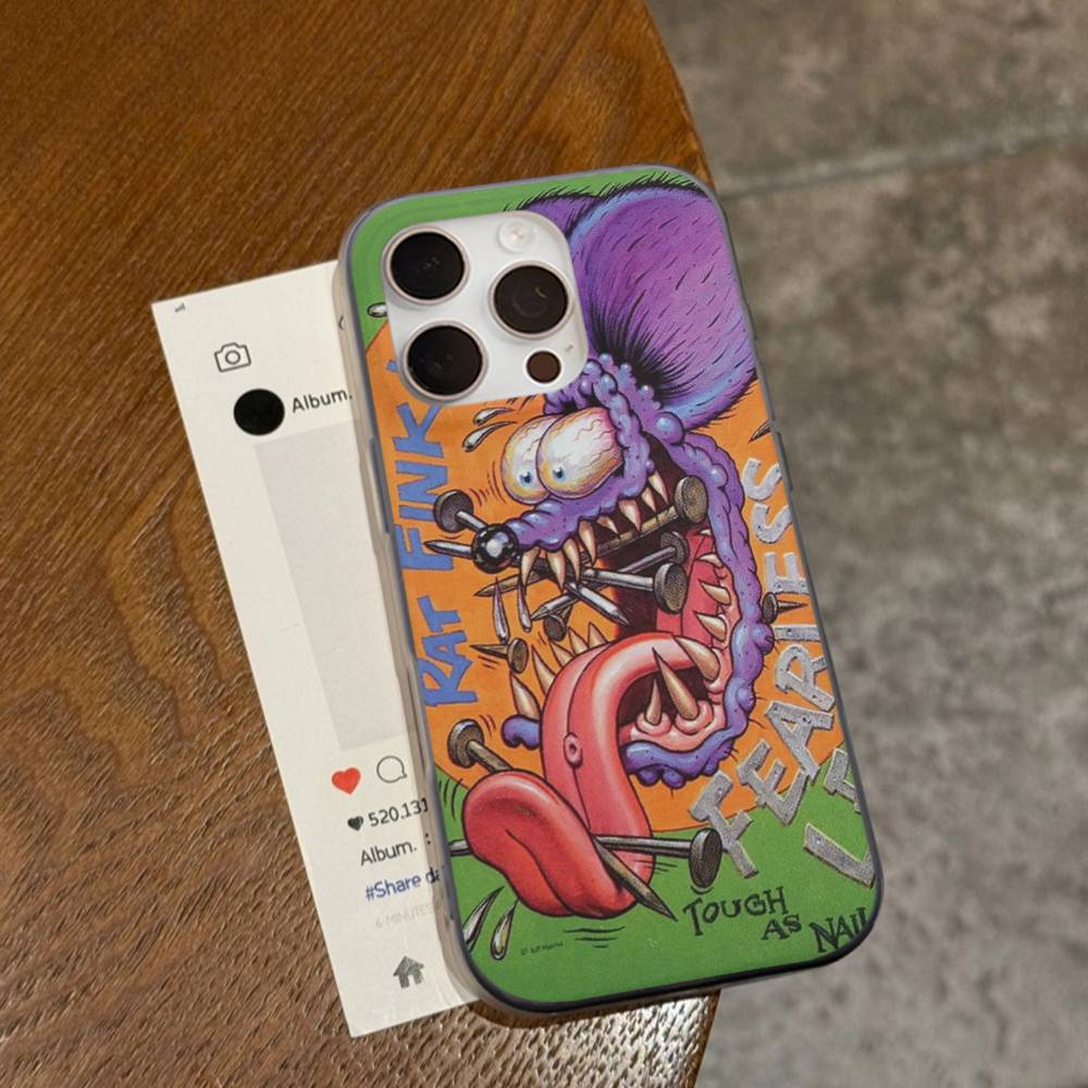 Забавный Rat Fink Для IPhone 15 16 17 14 13 12 11 Pro Max 16E 16 Plus 17 Air Гофрированный Ударопрочный Чехол для Телефона