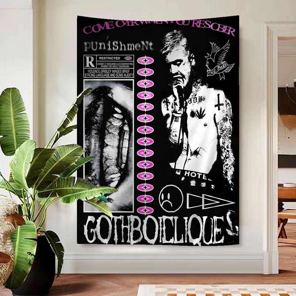 Хип-хоп рэпер Lil Peep Напечатанный Большой настенный гобелен Искусство Научная фантастика Комната Домашний декор Декор Покрывало