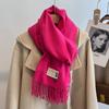 New Solid Color Imitation Cashmere Scarf Women's Autumn and Winter Versatile High-end Shawl Warm Thickened Scarf Dual-purpose