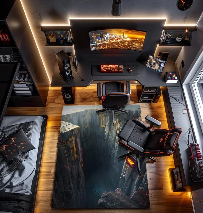 3D Ковер-иллюзия с дизайном глубокой ямы Игровая комната Домашняя гостиная Спальня Домашний декор Ковры