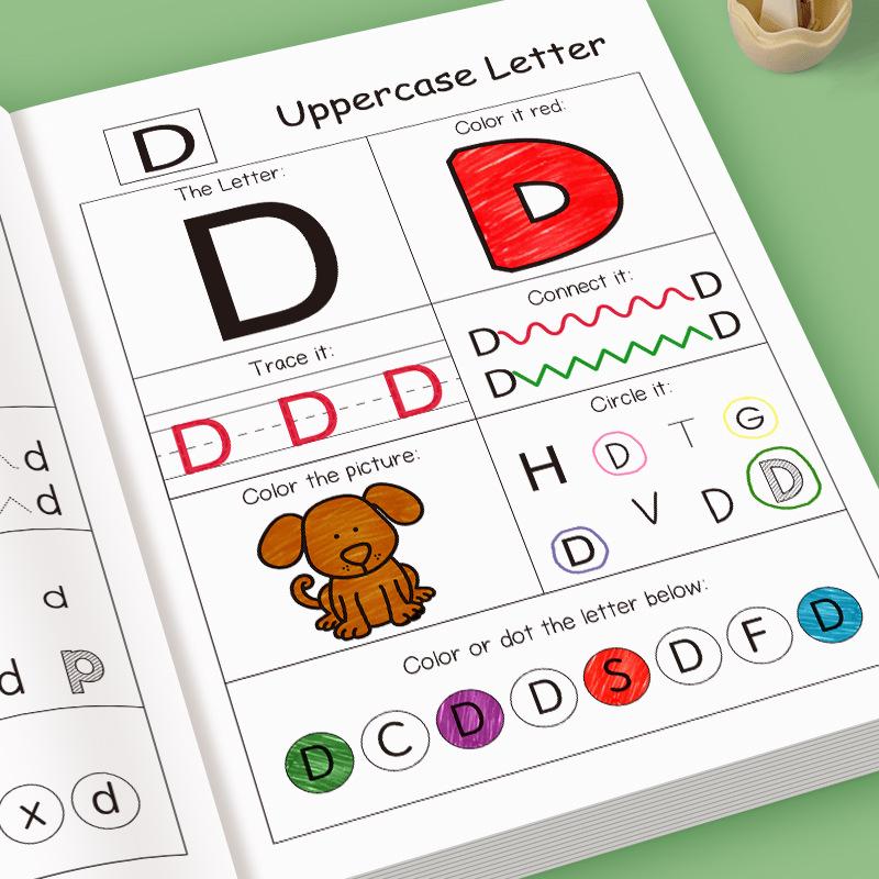 48 Pages A-Z Alphabet Workbook for Kids 26 Letters Tracing Directed Drawing Coloring Practice Book Homeschool Teaching Aids